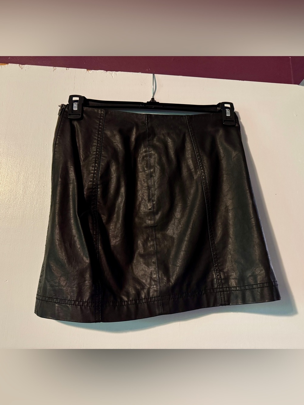 Free People Black Faux Leather Mini Skirt